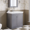 Nuie Classique Satin Grey 800mm 2-Door Floor Standing Vanity Unit & Basin