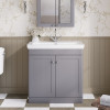Nuie Classique Satin Grey 800mm 2-Door Floor Standing Vanity Unit & Basin