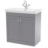 Nuie Classique Satin Grey 800mm 2-Door Floor Standing Vanity Unit & Basin