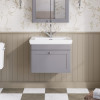 Nuie Classique Satin Grey 600mm 1-Drawer Wall Hung Unit & Basin