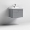 Nuie Classique Satin Grey 600mm 1-Drawer Wall Hung Unit & Basin
