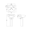 Melbourne 550mm Basin & Full Pedestal - 2 Tap Hole