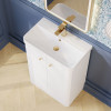 Nuie Core Gloss White 600mm Floor Standing 2 Door Vanity Unit & Basin