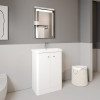 Nuie Core Gloss White 600mm Floor Standing 2 Door Vanity Unit & Basin