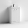 Nuie Core Gloss White 600mm Floor Standing 2 Door Vanity Unit & Basin