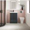 Nuie Core Soft Black 600mm Floor Standing 2 Door Vanity Unit & Basin
