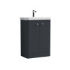 Nuie Core Soft Black 600mm Floor Standing 2 Door Vanity Unit & Basin
