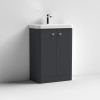 Nuie Core Soft Black 600mm Floor Standing 2 Door Vanity Unit & Basin
