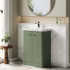 Nuie Core Satin Green 600mm Floor Standing 2 Door Vanity Unit & Basin