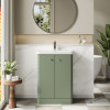 Nuie Core Satin Green 600mm Floor Standing 2 Door Vanity Unit & Basin