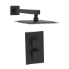 Matt Black Square Concealed Shower With Arm & Shower Head