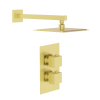 Brushed Brass Square Concealed Shower With Arm & Shower Head