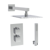 Chrome Square Conceal Shower With Arm & Shower Head & Handset Kit