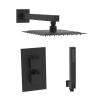 Matt Black Square Conceal Shower With Arm & Shower Head & Handset Kit