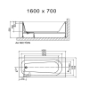 Cube Square 1600mm x 700mm Single Ended Bath & Leg Set