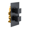 Cube Square Twin Single Outlet Thermostatic Concealed Shower Valve - Matt Black
