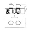 Cube Square Twin Two Outlet Thermostatic Concealed Shower Valve - Brushed Brass