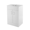 Cube 500mm White Gloss Floor Standing Cabinet & Minimalist Basin - 1 Tap Hole