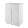 Cube 600mm Floor Standing Cabinet & Mid-Edge Basin - 1 Tap Hole