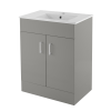 Cube 600mm Matt Dove Grey Floor Standing Cabinet & Minimalist Basin - 1 Tap Hole