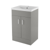 Cube 500mm Matt Dove Grey Floor Standing Cabinet & Mid-Edge Basin - 1 Tap Hole