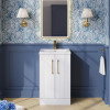 Nuie Deco Satin White 500mm Floor Standing 2 Door Vanity Unit & Basin