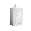 Nuie Deco Satin White 500mm Floor Standing 2 Door Vanity Unit & Basin