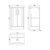 Nuie Deco Satin White 500mm Floor Standing 2 Door Vanity Unit & Basin