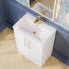 Nuie Deco Satin White 600mm Floor Standing 2 Door Vanity Unit & Basin
