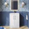 Nuie Deco Satin White 600mm Floor Standing 2 Door Vanity Unit & Basin