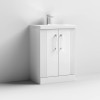 Nuie Deco Satin White 600mm Floor Standing 2 Door Vanity Unit & Basin