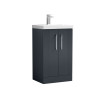 Nuie Deco Soft Black 500mm Floor Standing 2 Door Vanity Unit & Basin