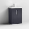 Nuie Deco Soft Black 600mm Floor Standing 2 Door Vanity Unit & Basin