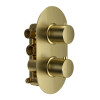 Echo Round Twin Two Outlet Thermostatic Concealed Shower Valve - Brushed Brass