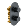 Echo Round Twin Two Outlet Thermostatic Concealed Shower Valve - Matt Black