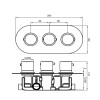 Echo Round Triple Two Outlet Thermostatic Concealed Shower Valve - Gunmetal