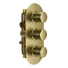 Echo Round Triple Two Outlet Thermostatic Concealed Shower Valve - Brushed Brass