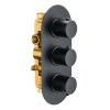 Echo Round Triple Two Outlet Thermostatic Concealed Shower Valve - Matt Black