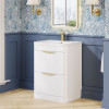 Parade 600mm White Gloss Floor Standing Cabinet & Polymarble Basin