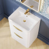 Parade 600mm White Gloss Floor Standing Cabinet & Polymarble Basin