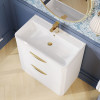 Parade 800mm White Gloss Floor Standing Cabinet & Polymarble Basin