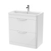 Parade 800mm White Gloss Floor Standing Cabinet & Polymarble Basin
