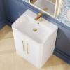 Parade 600mm White Gloss Floor Standing 2 Door Cabinet & Polymarble Basin
