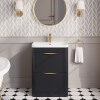 Parade 600mm Soft Black Floor Standing Cabinet & Poly Basin