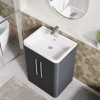 Parade 600mm Soft Black Floor Standing 2 Door Cabinet & Polymarble Basin