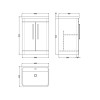 Roma 600mm Anthracite Gloss Floor Standing 2 Door Cabinet & Polymarble Basin (Brushed Brass Handles)