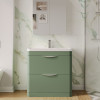 Parade 800mm Satin Green Floor Standing Cabinet & Basin