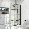 Grid Black Square Hinged Bath Screen 800mm x1400mm x 6mm