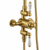 Hynar Traditional Brushed Brass Thermostatic Dual Control Exposed Shower Mixer Kit