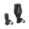 Essentials Black Angled Thermostatic Radiator Valves (Pair)
